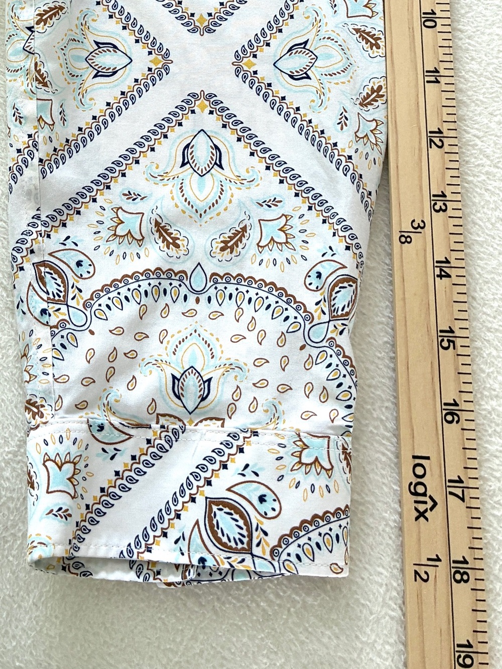 Lands’ End No Iron Button Down Shirt 10 Medallion Print Business Casual Office - Picture 8 of 11